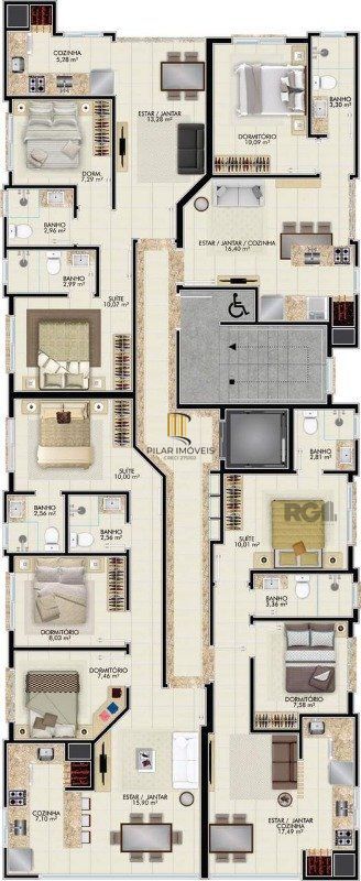 Apartamento 3 dormitórios no bairro Centro