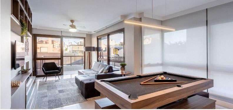 Apartamento Garden com 118m², com 2 dormitórios, 2 suítes, lavabo, churrasqueira, lareira e 2 vagas de garagem.