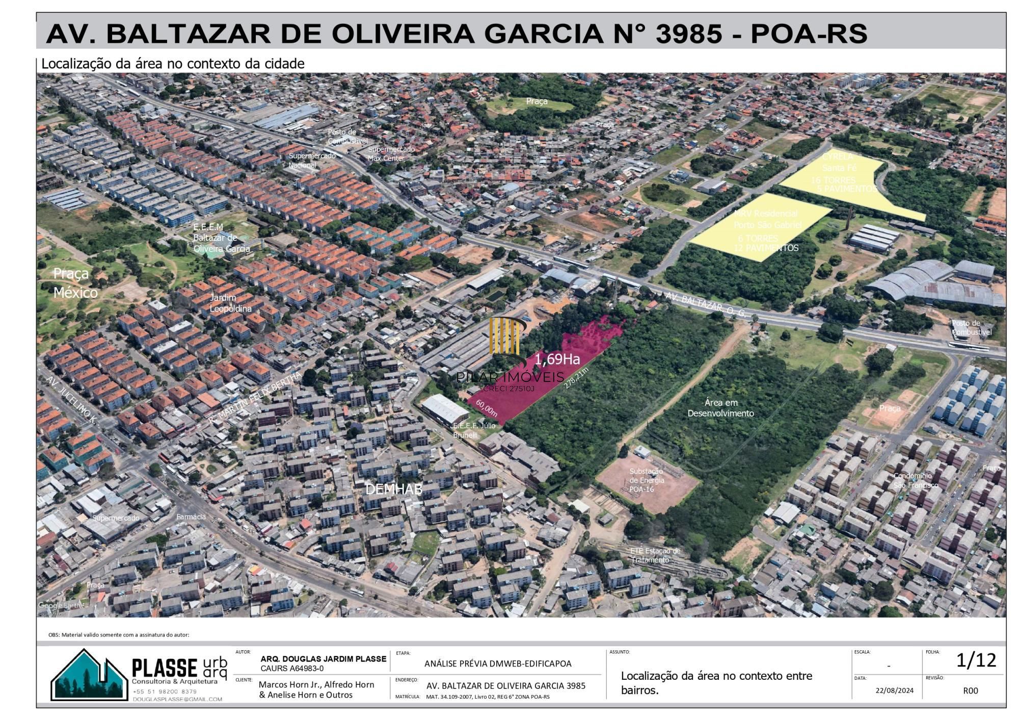 Área para construção de condomínios,  17.000 mil metros, na Avenida Baltazar de Oliveira Garcia. Porto Alegre - Pilar Imóveis