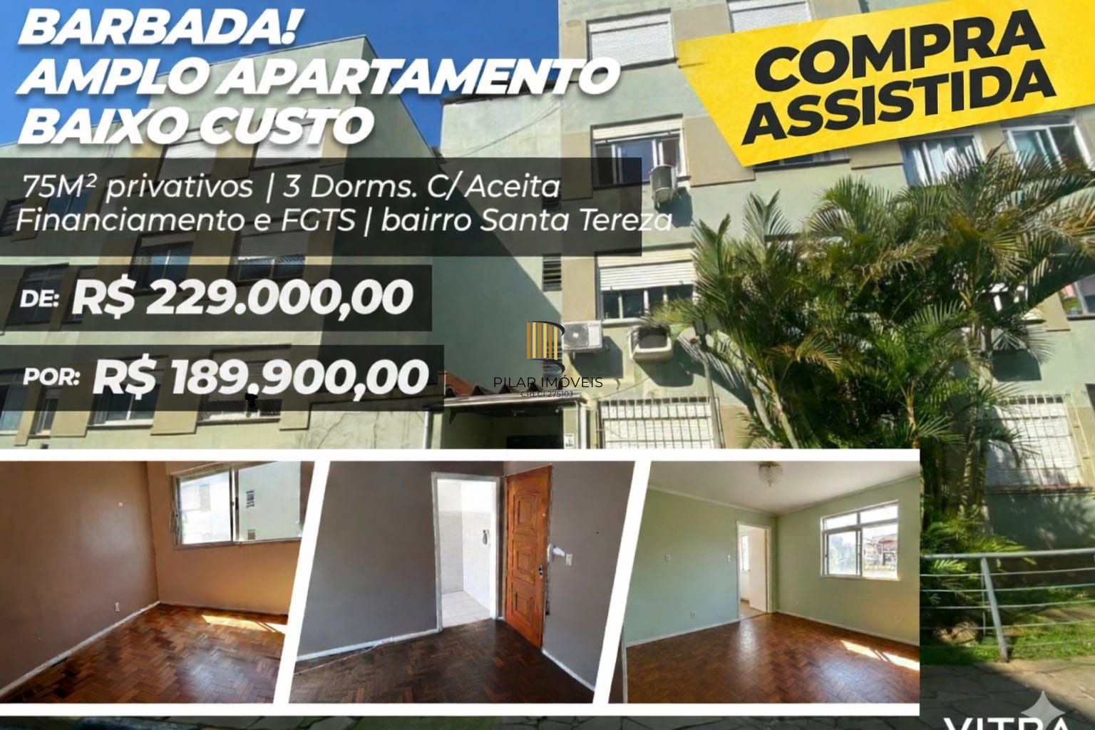 Apartamento 3 dormitórios no bairro Santa Tereza - Pilar Imóveis