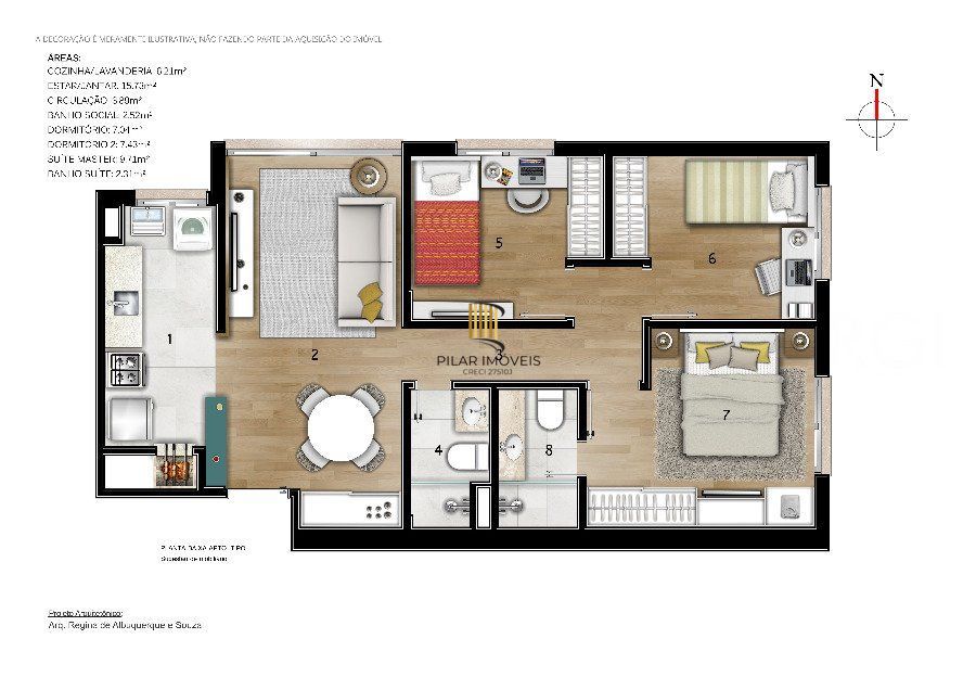 Apartamento para Venda - 65.41m², 3 dormitórios, sendo 1 suites, 1 vaga - Petrópolis - Pilar Imóveis