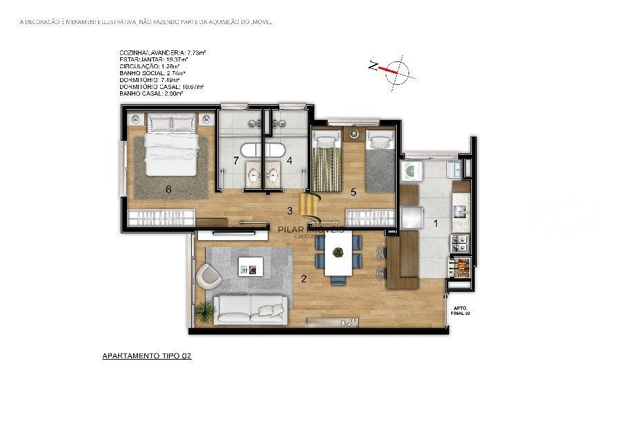 Apartamento para Venda - 62.53m², 2 dormitórios, sendo 1 suites, 1 vaga - Jardim Do Salso