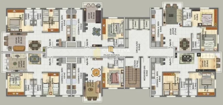 Apartamento 1 dormitório com 2 vagas perto do Bourbom e PUC