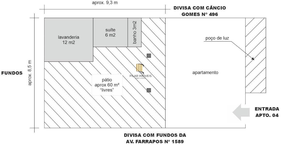 Apartamento térreo com 2 dormitórios e amplo pátio no bairro Floresta