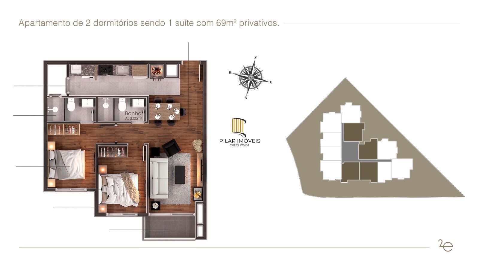 Apartamento 2 dormitórios no bairro Casa Grande