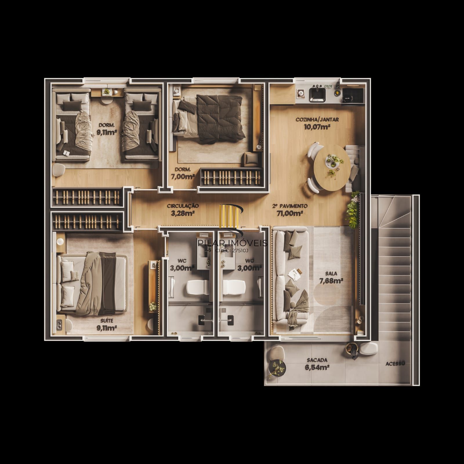 Casa 3 dormitorios com 1 suite