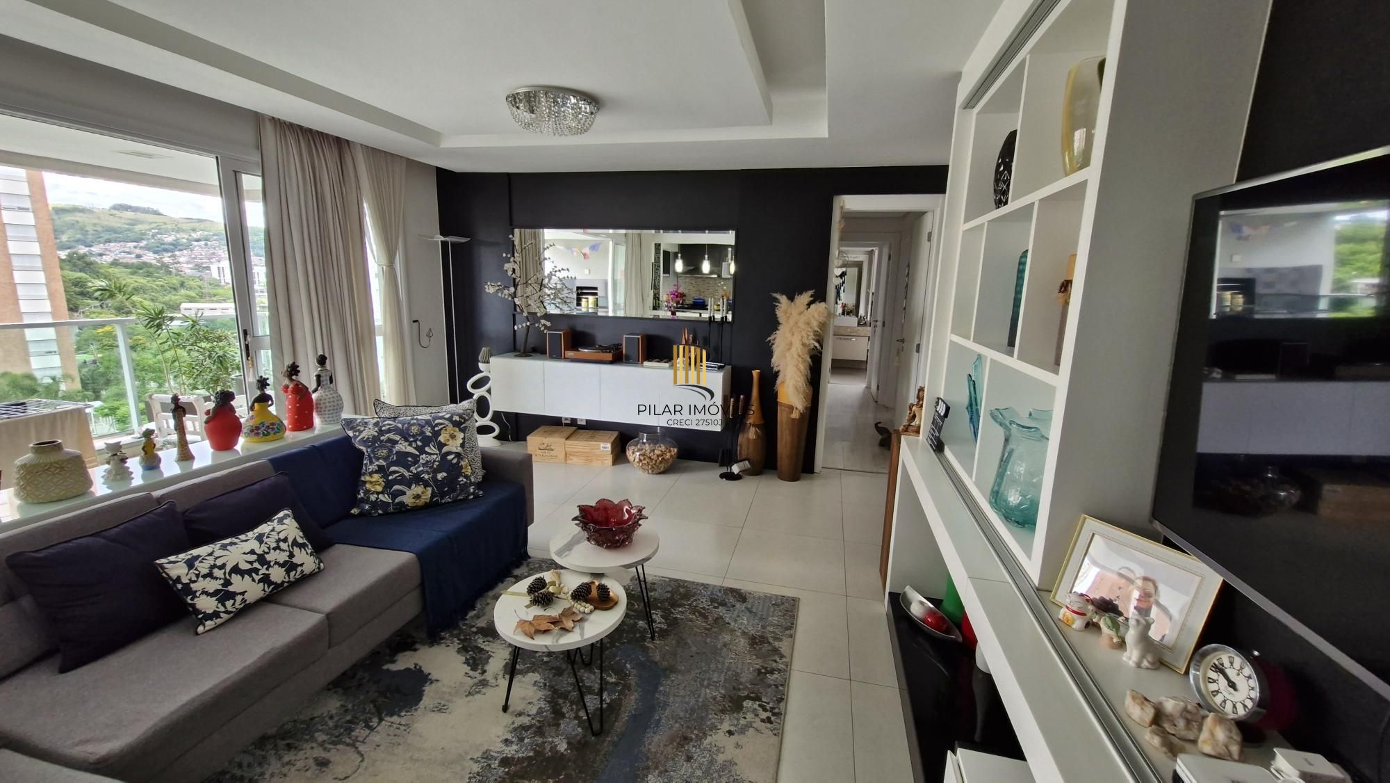 Apartamento mobiliado no Central Parque, 3 dormitorios sendo 1 suíte, banheiro social, lavabo, 114,00m² área privativa, 2 garagens