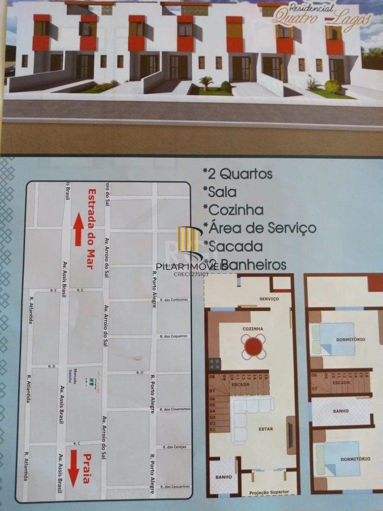 Casa para Venda - 63m², 2 dormitórios, 1 vaga - 4 Lagos