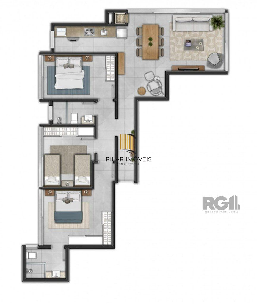 Apartamento 3 dormitórios no bairro Centro