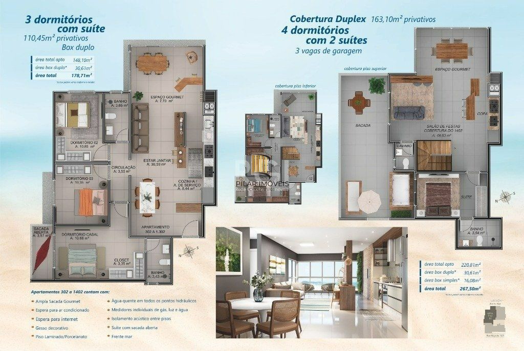 Apartamento para Venda - 78.4m², 2 dormitórios, sendo 1 suites, 1 vaga - Centro