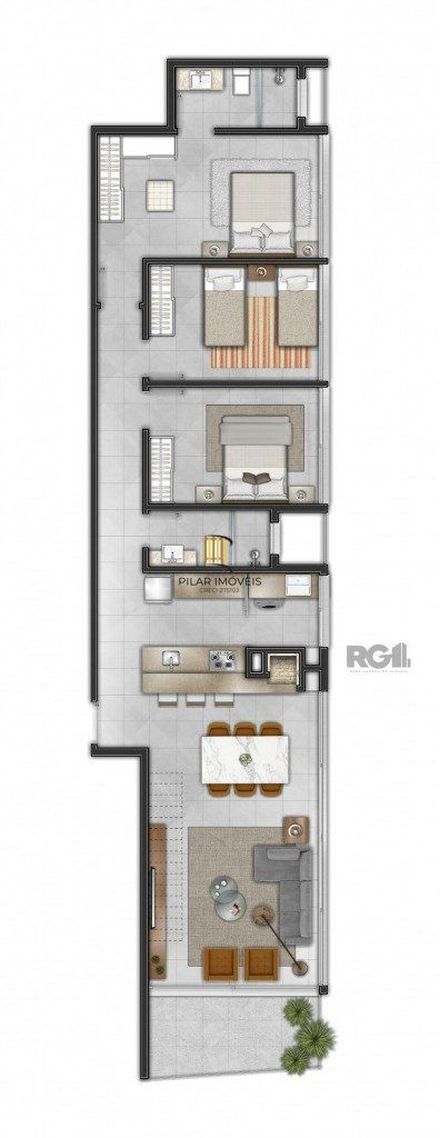 Apartamento 3 dormitórios no bairro Centro
