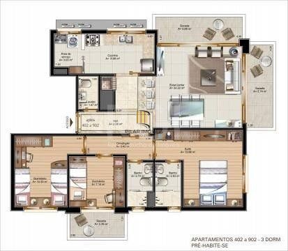Apartamento para Venda - 119.65m², 3 dormitórios, sendo 1 suites, 2 vagas - Petrópolis