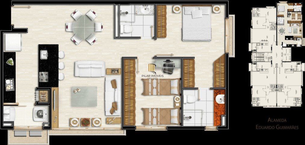 Apartamento 2 dormitórios no bairro Três Figueiras
