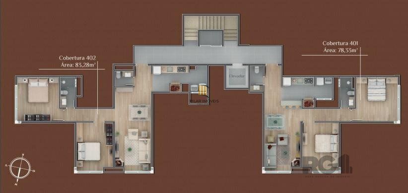 Apartamento 2 dormitórios no bairro Centro