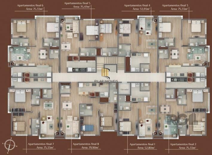 Apartamento 2 dormitórios no bairro Centro