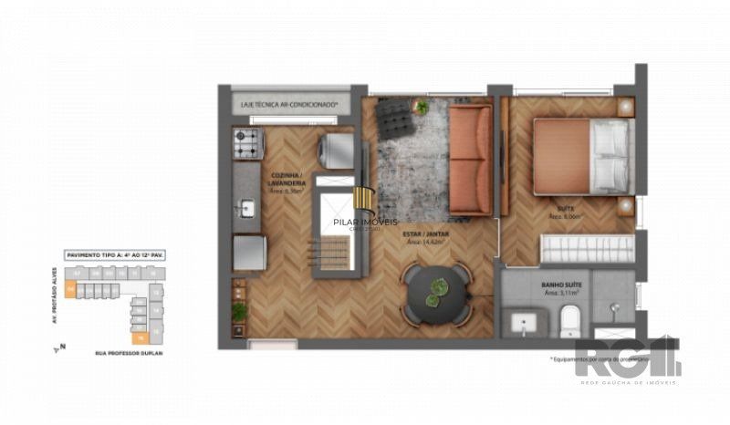 Apartamento 1 dormitório no bairro Rio Branco