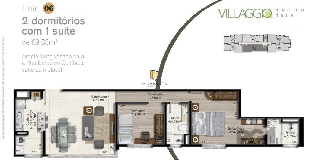 APARTAMENTO - 2 dorms. 1 vaga - 69,83 m² - MENINO DEUS
