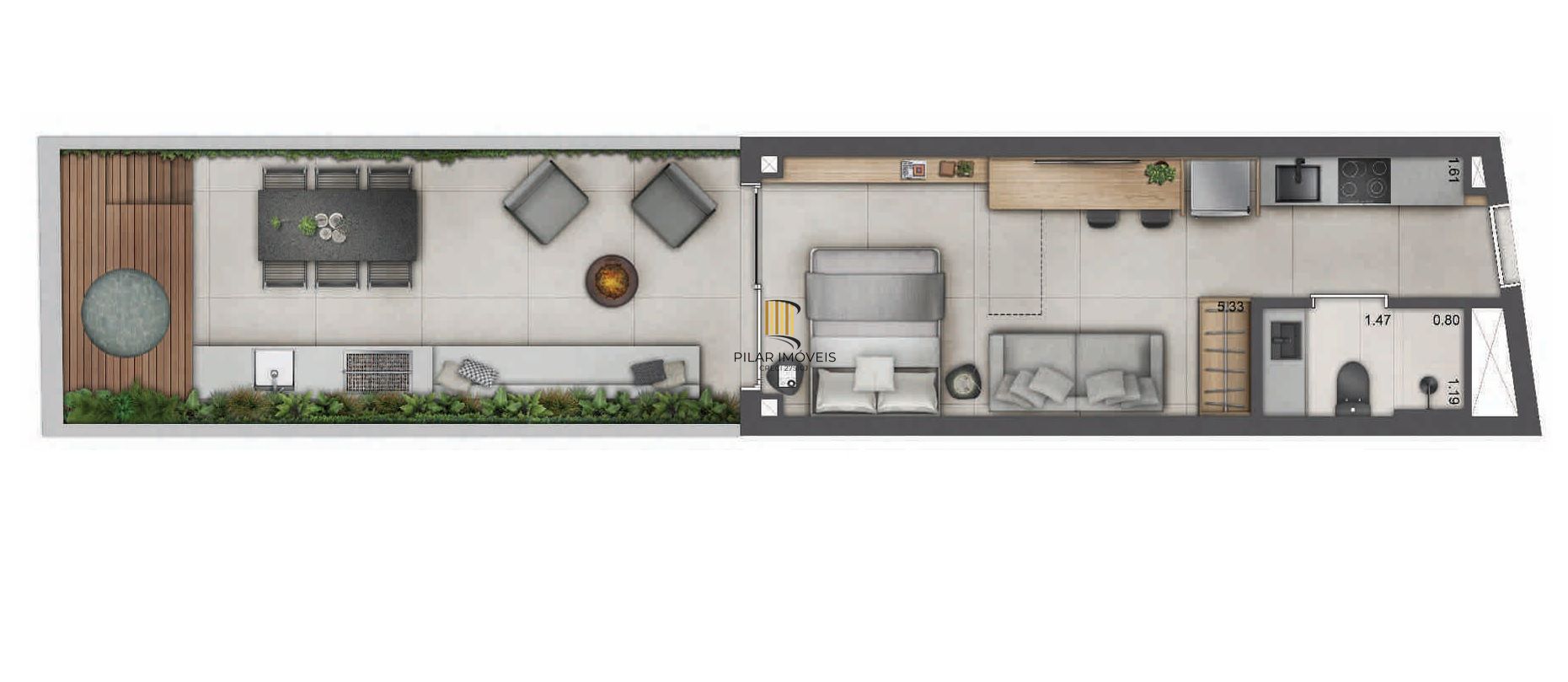 Apartamento 1 dormitório próximo ao Colégio Farroupilha