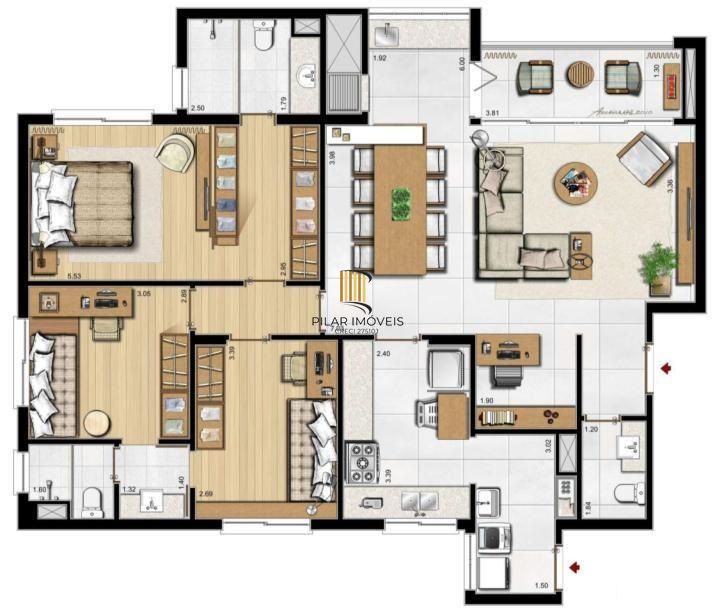 3 suítes 2 vagas Menino Deus