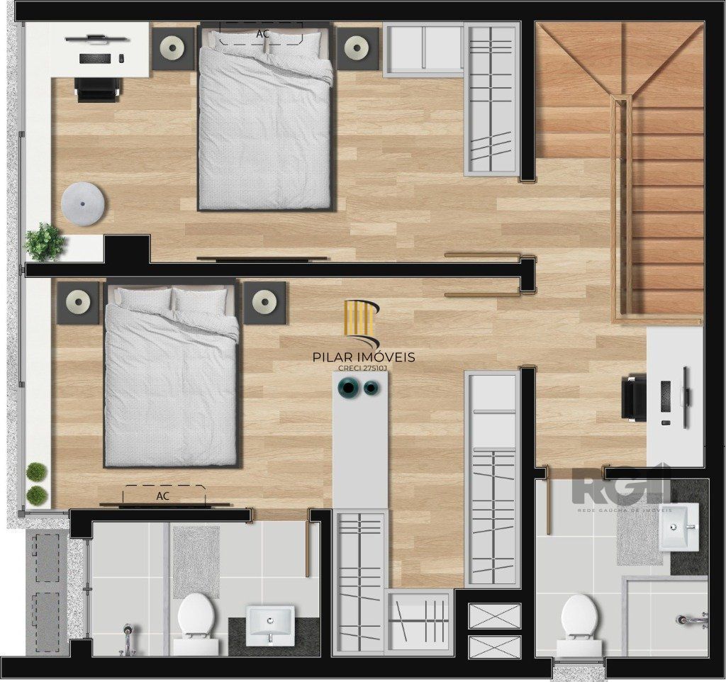 APARTMENTO - 2 dorms.  1 vaga dupla - 105,00 m² - NONOAI