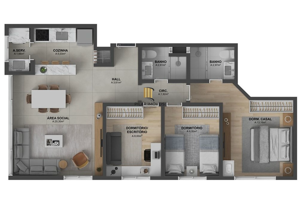 Apartamento 2 dormitórios no bairro Jardim Itu