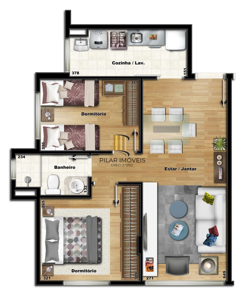 Apartamento 2 dormitórios no bairro Vila São José