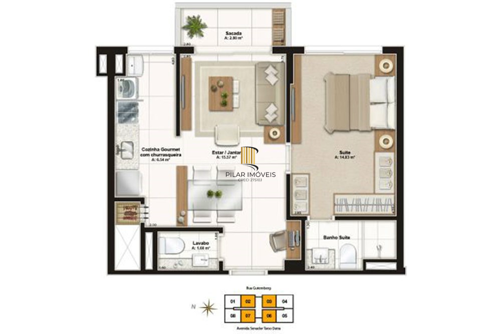 Apartamento 1 dormitório no bairro Petrópolis