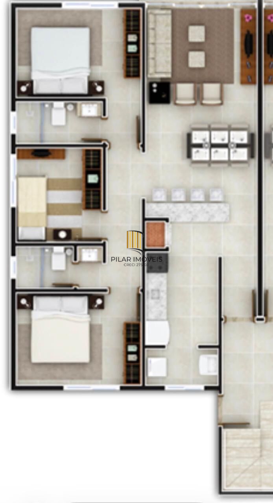 Apartamento 3 dormitórios no bairro Centro