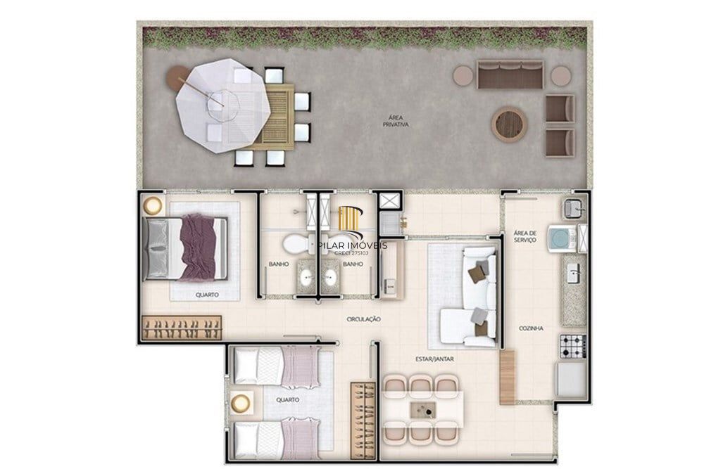 Apartamento 2 dormitórios no bairro Camaquã