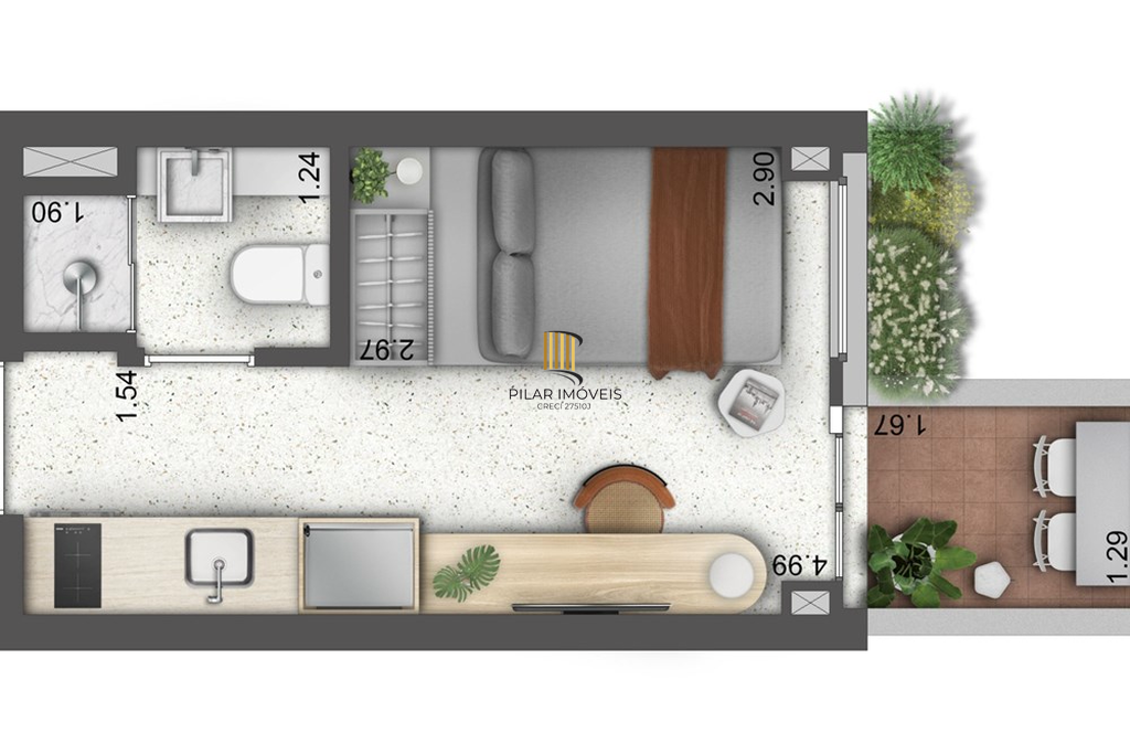 Apartamento 1 dormitório no bairro Menino Deus