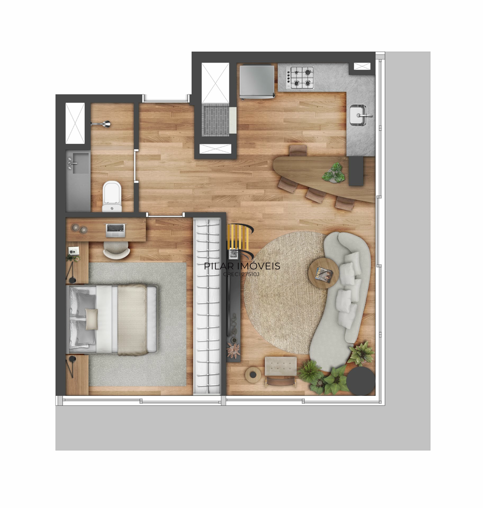 Apartamento 1 dormitório no bairro Petrópolis