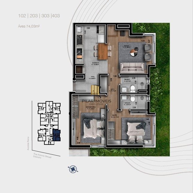 Apartamento 2 dormitórios no bairro Mato Queimado