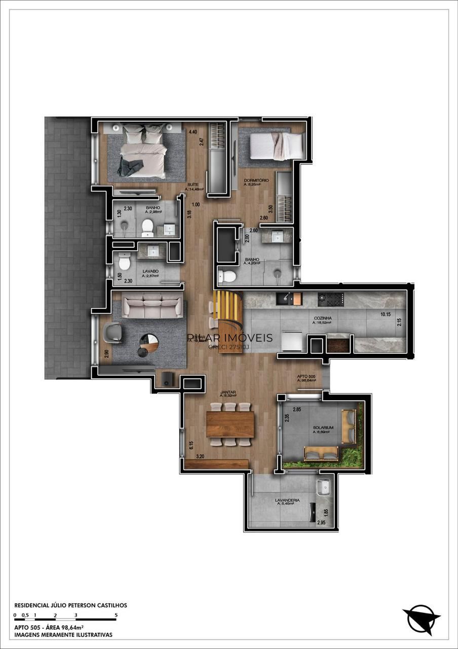 Apartamento 2 dormitórios no bairro Mato Queimado
