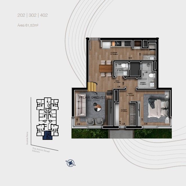 Apartamento 1 dormitório no bairro Mato Queimado