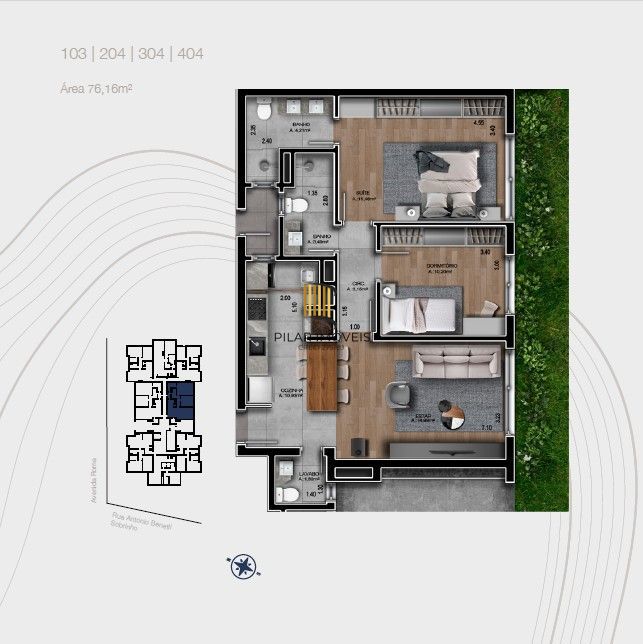 Apartamento 2 dormitórios no bairro Mato Queimado