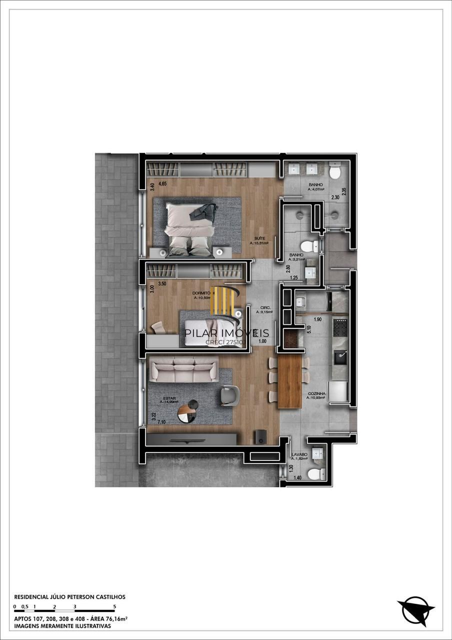 Apartamento 2 dormitórios no bairro Mato Queimado