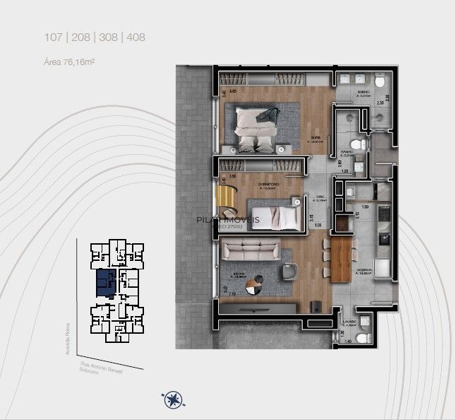 Apartamento 2 dormitórios no bairro Mato Queimado