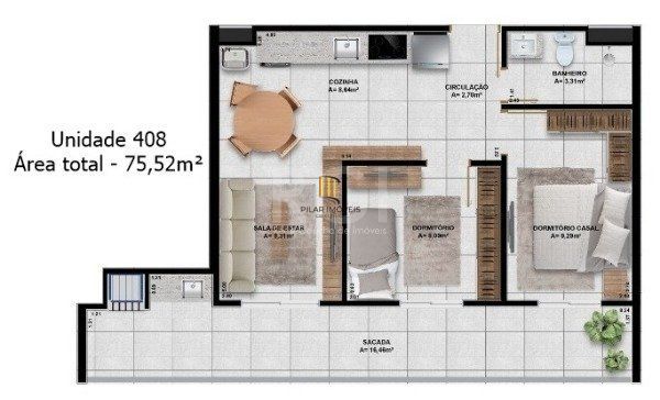 Apartamento para Venda - 64m², 2 dormitórios, 1 vaga - Rincão