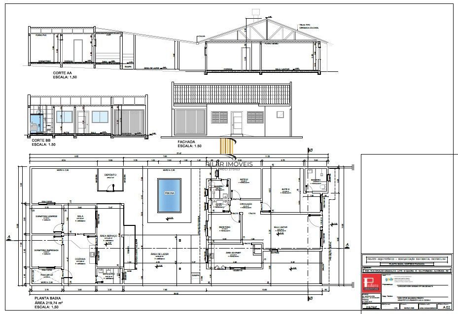 Casa 5 dorm. (2 s.) e anexo, 159 M², churrasqueiras, Piscina em Cachoeirinha.