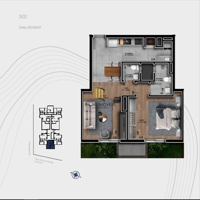 Apartamento 1 dormitório no bairro Mato Queimado
