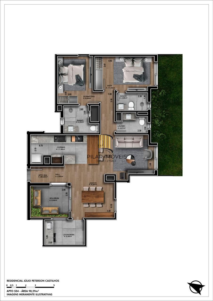 Apartamento 2 dormitórios no bairro Mato Queimado
