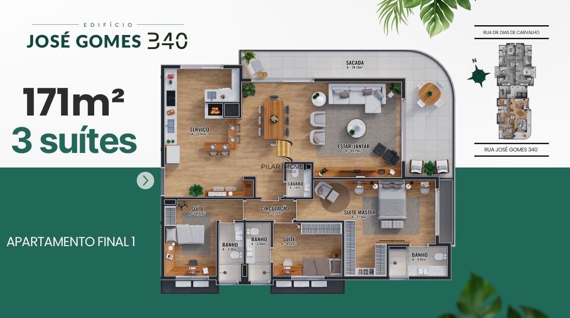 Apartamento no bairro Tristeza com 3 suítes e 2 vagas (conclusão em 2028)