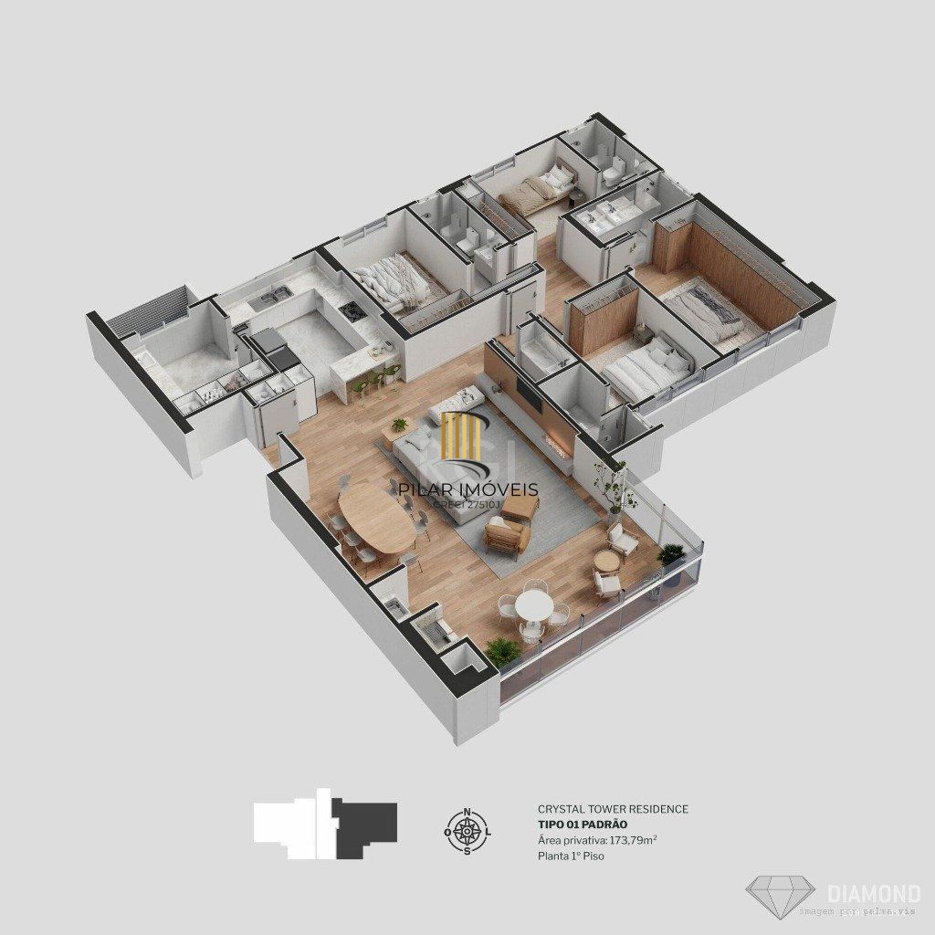 Apartamento 4 dormitórios no bairro Centro
