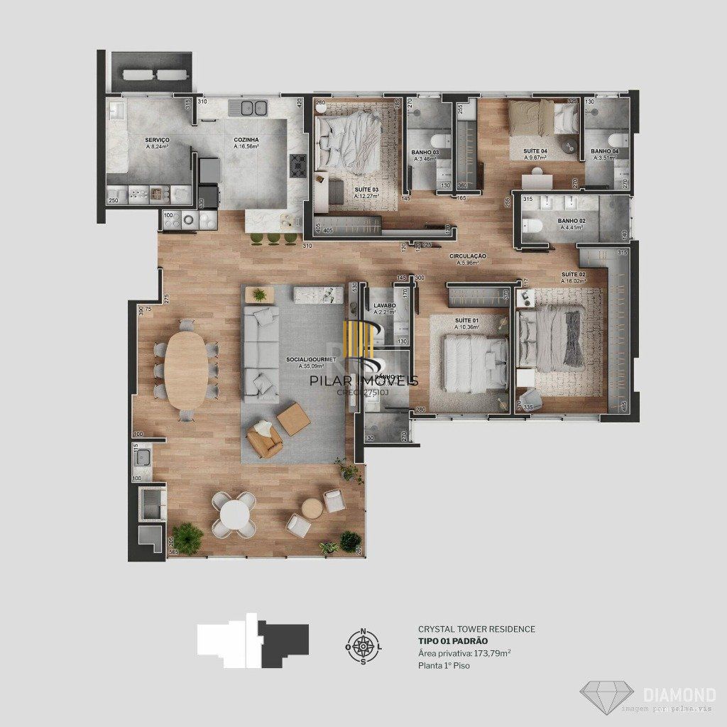 Apartamento 4 Dormitório(s) Bairro Centro