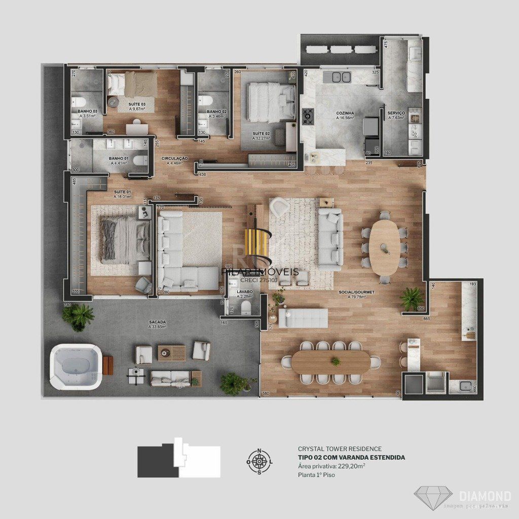 Apartamento no Empreendimento Crystal Tower em Camboriu