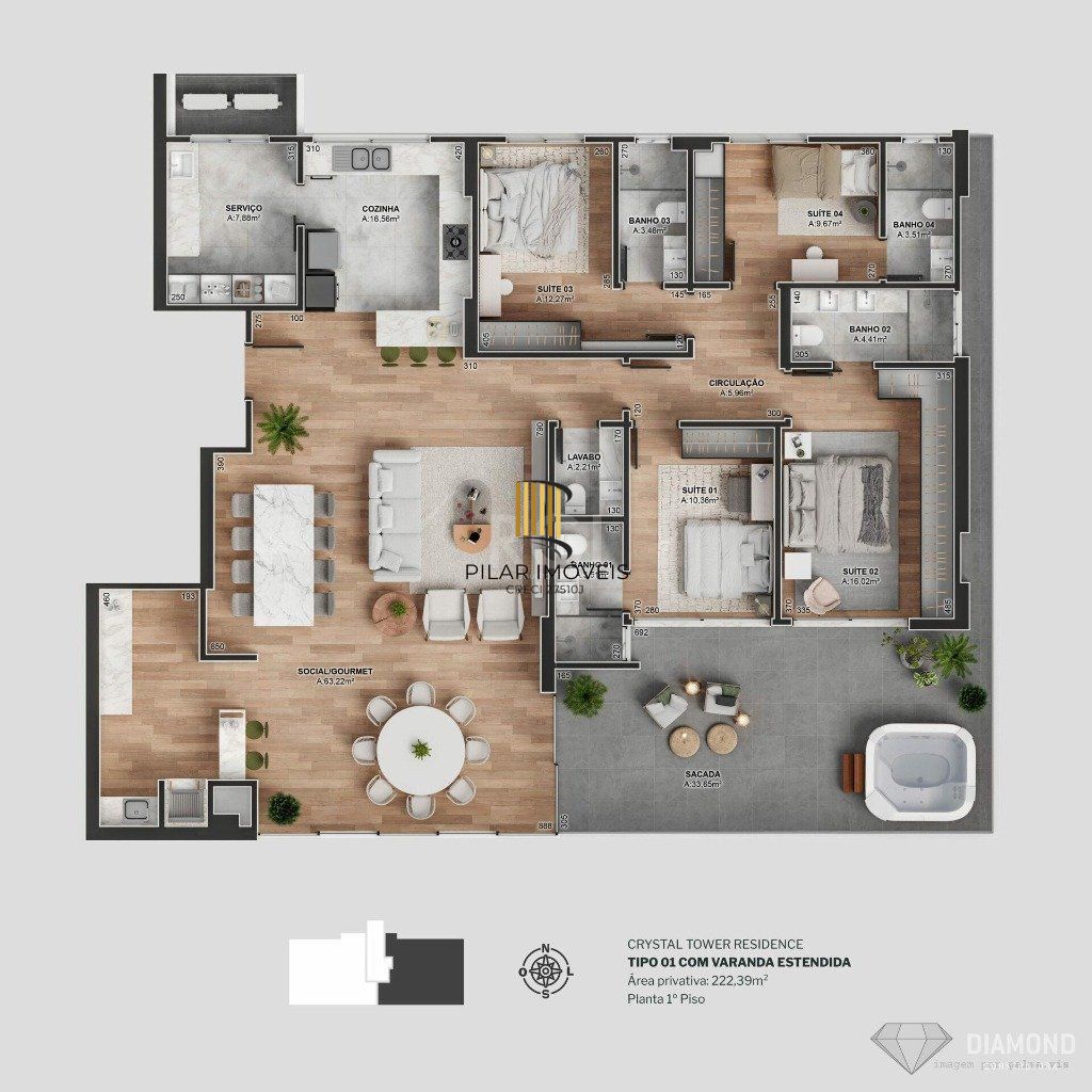 Apartamento no Empreendimento Crystal Tower em Camboriu