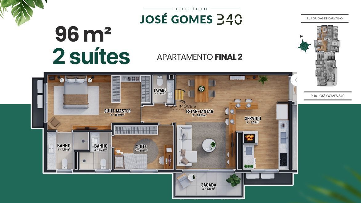 Apartamento no bairro Tristeza com 2 suítes e 2 vagas (conclusão em 2028)