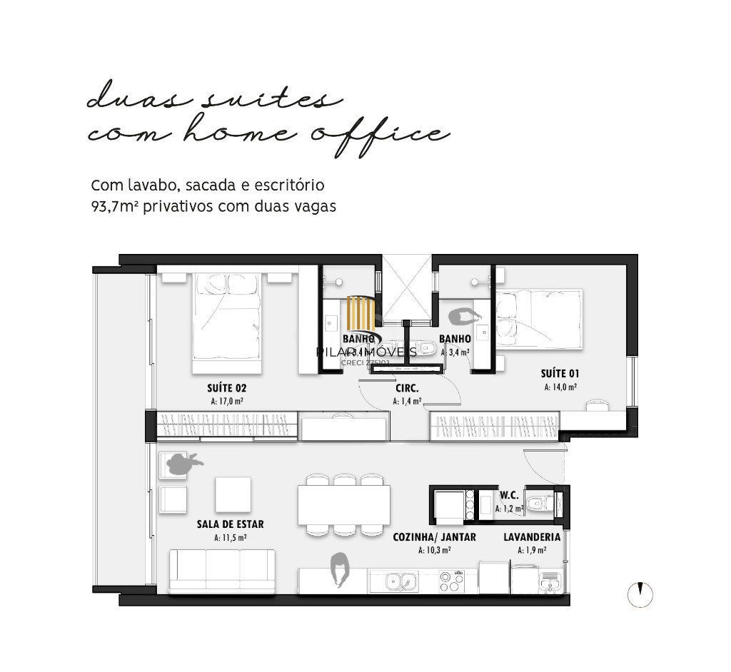 Lançamento para Venda - 93.7m², 2 dormitórios, sendo 1 suites, 2 vagas - Petrópolis