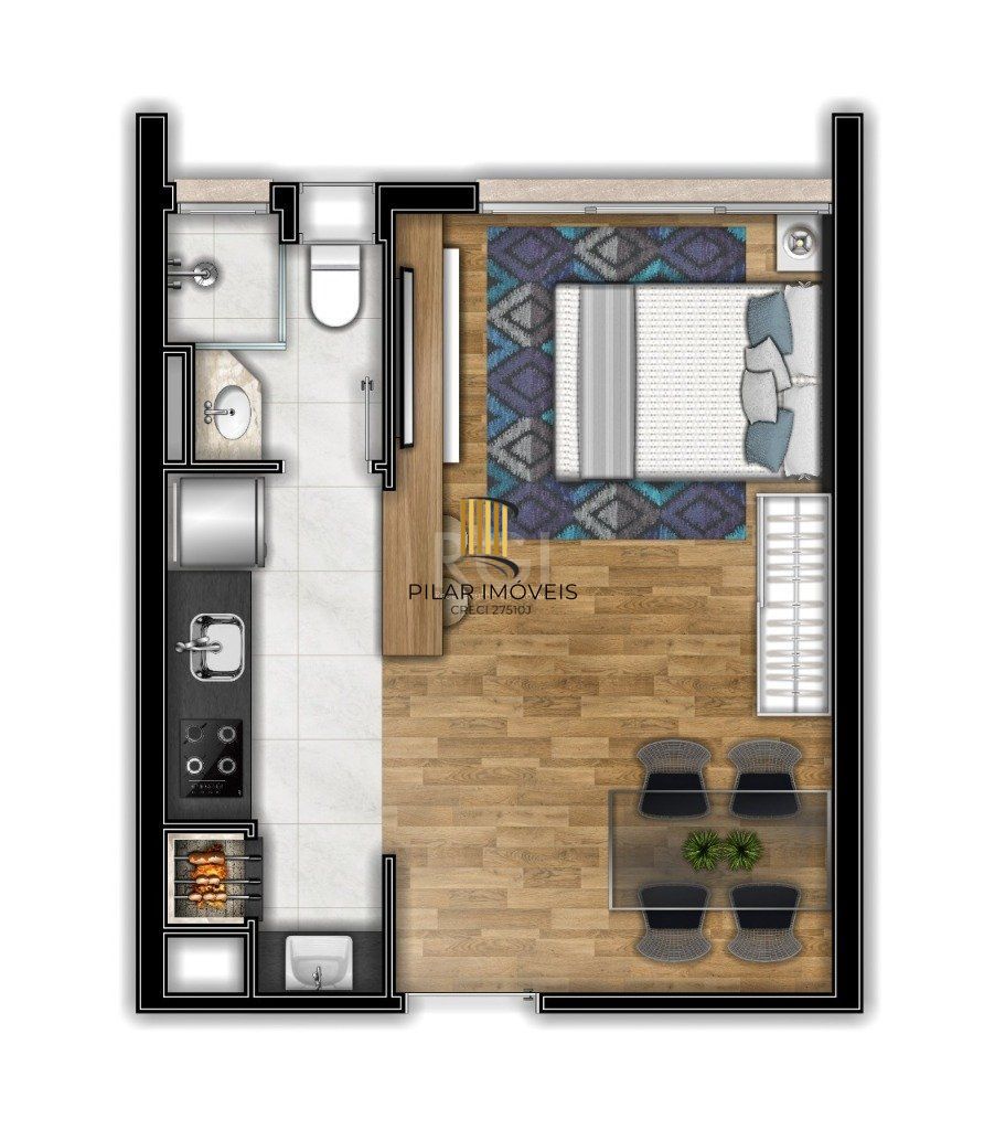 Apartamento para Venda - 31.12m², 1 dormitório, Rio Branco