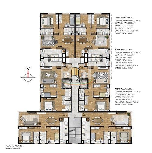 Apartamento NOVO de 2 dormitórios, sendo 1 suites, 2 vagas